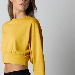 TALENTLESS DOLMAN CROP CREWNECK | Spruce Yellow | Brand New | Size: XS